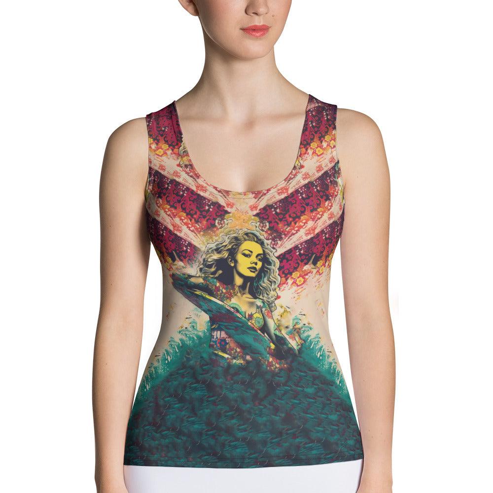 Sleek Surfing 1 02 Sublimation Tank Top featuring a unique, ocean-inspired design for surf lovers.