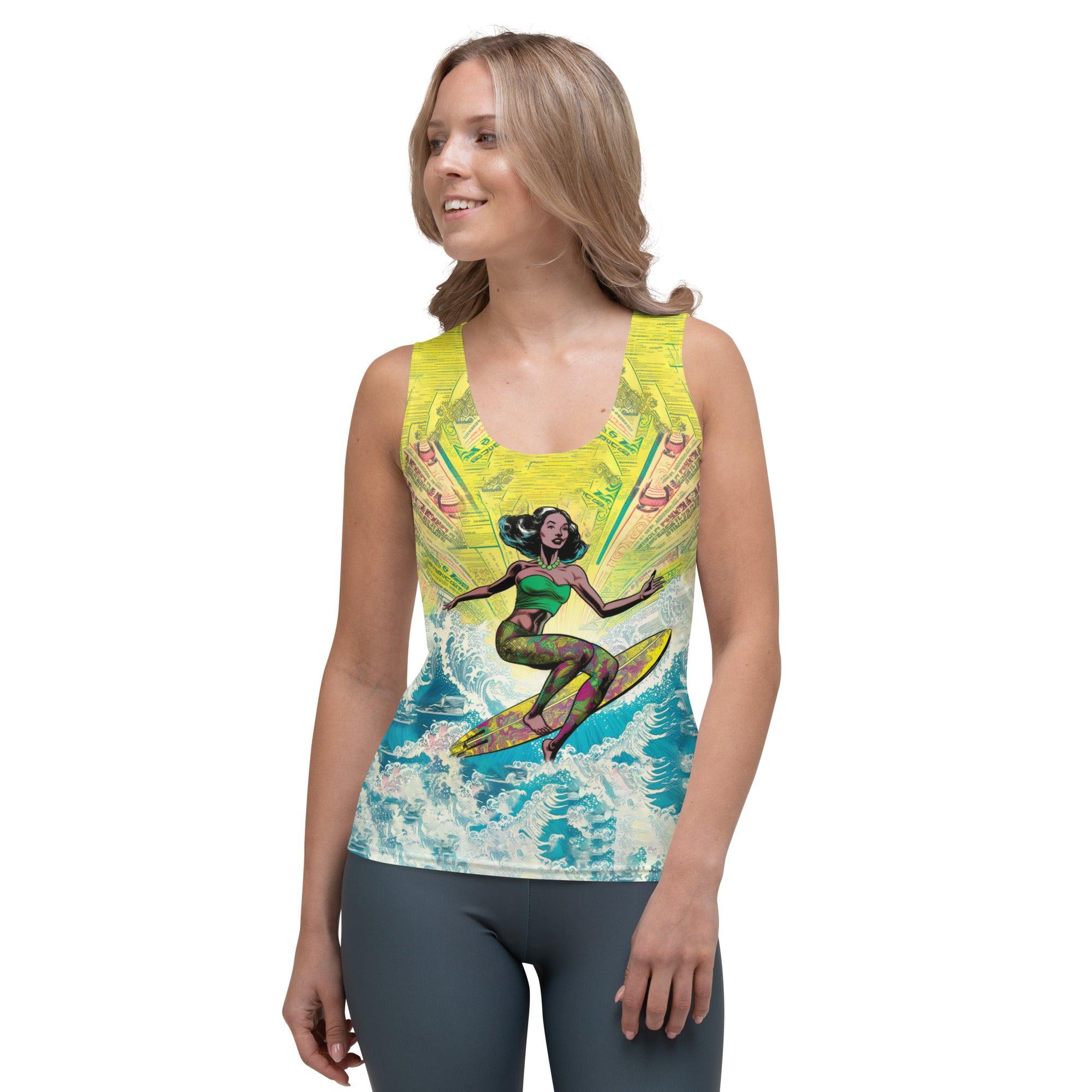 Eye-catching Surfing 1 17 Tank Top design, ideal for surf enthusiasts seeking a blend of performance and style.