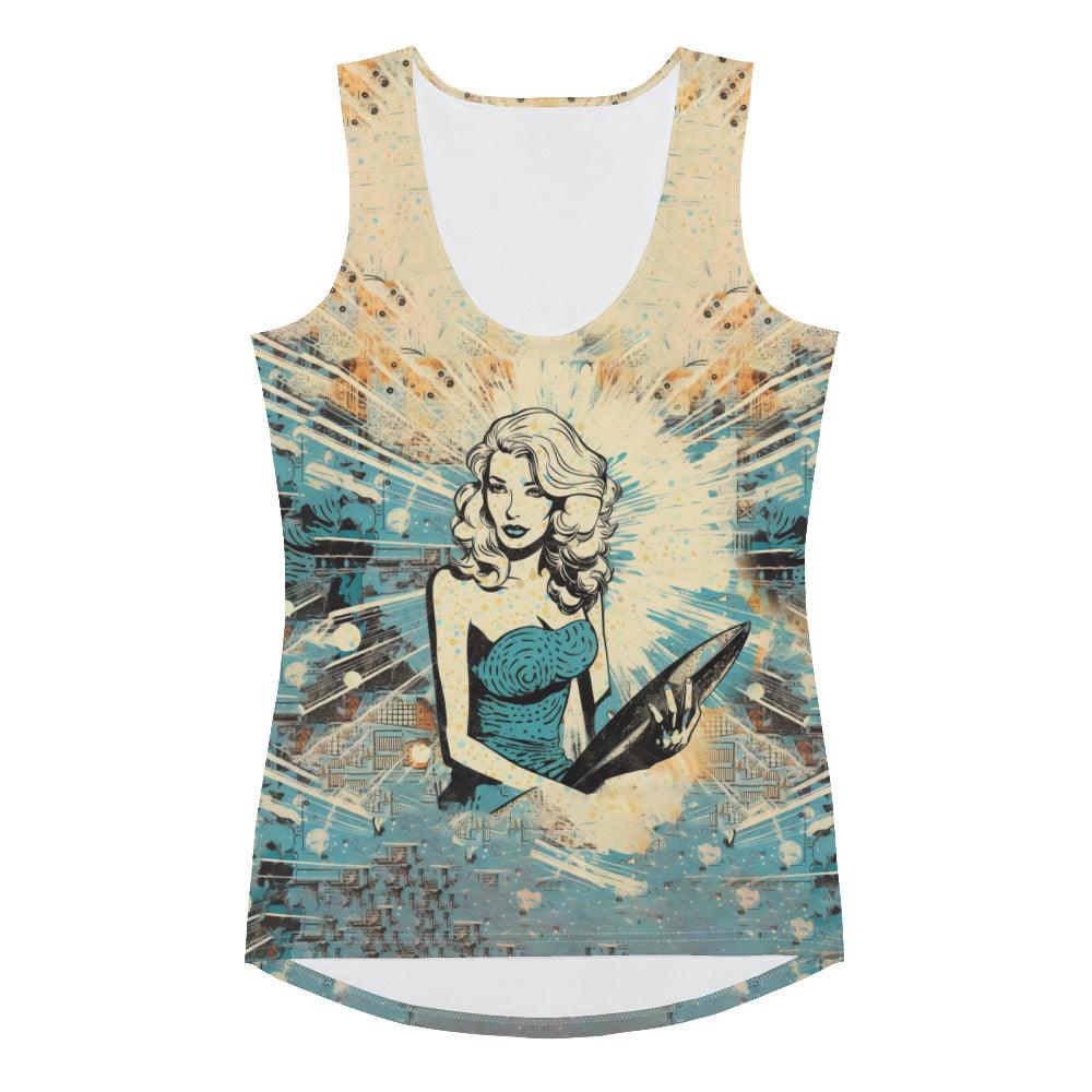 Stylish and durable Surfing 1 18 Tank Top, ideal for making a statement on the beach or during casual wear.