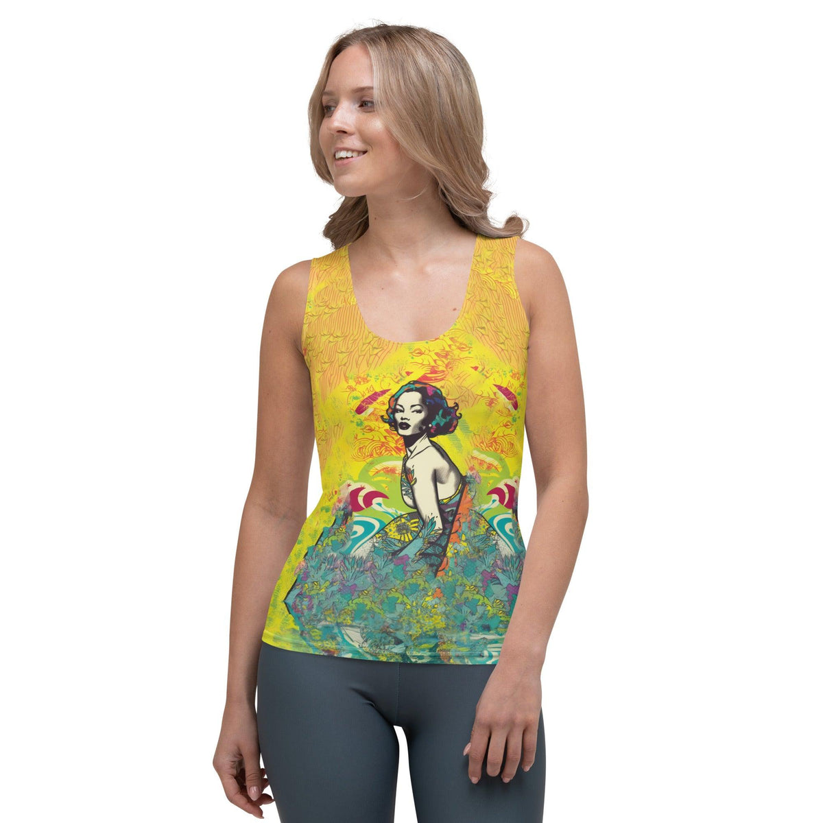 Sleek Surfing 1 49 Sublimation Tank Top featuring contemporary surf graphics for a standout look.