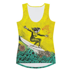 Trendy Surfing 1 10 Sublimation Tank Top with a unique surf pattern for a standout look.