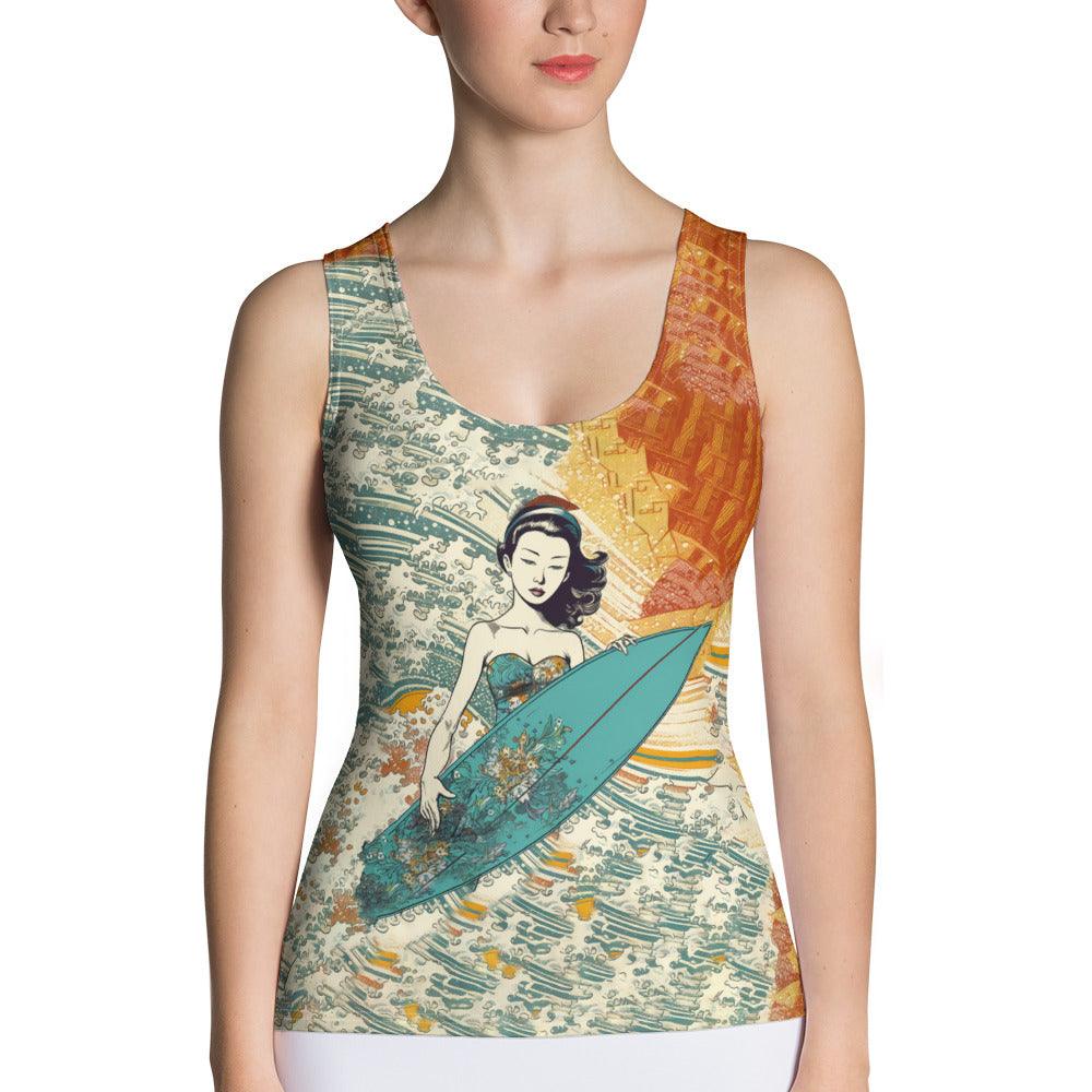 Eye-catching Surfing 1 39 Sublimation Tank Top with dynamic surf print for a bold look.