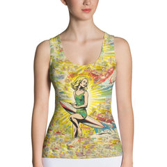 Vibrant Surfing 1 25 Tank Top, combining high-quality fabric with eye-catching surf graphics.