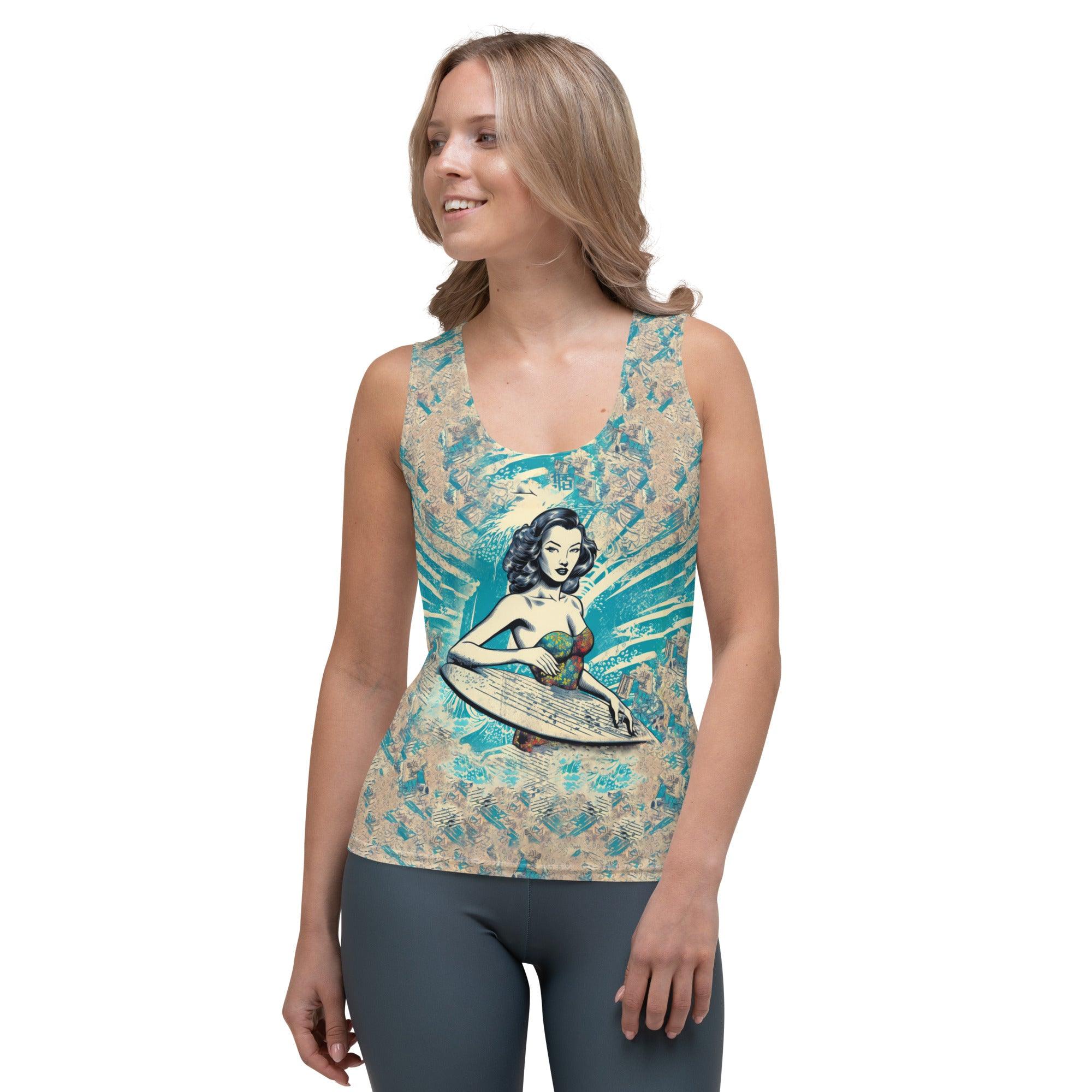 Energetic Surfing 1 44 Sublimation Tank Top with unique, vibrant surf graphics for a standout look.