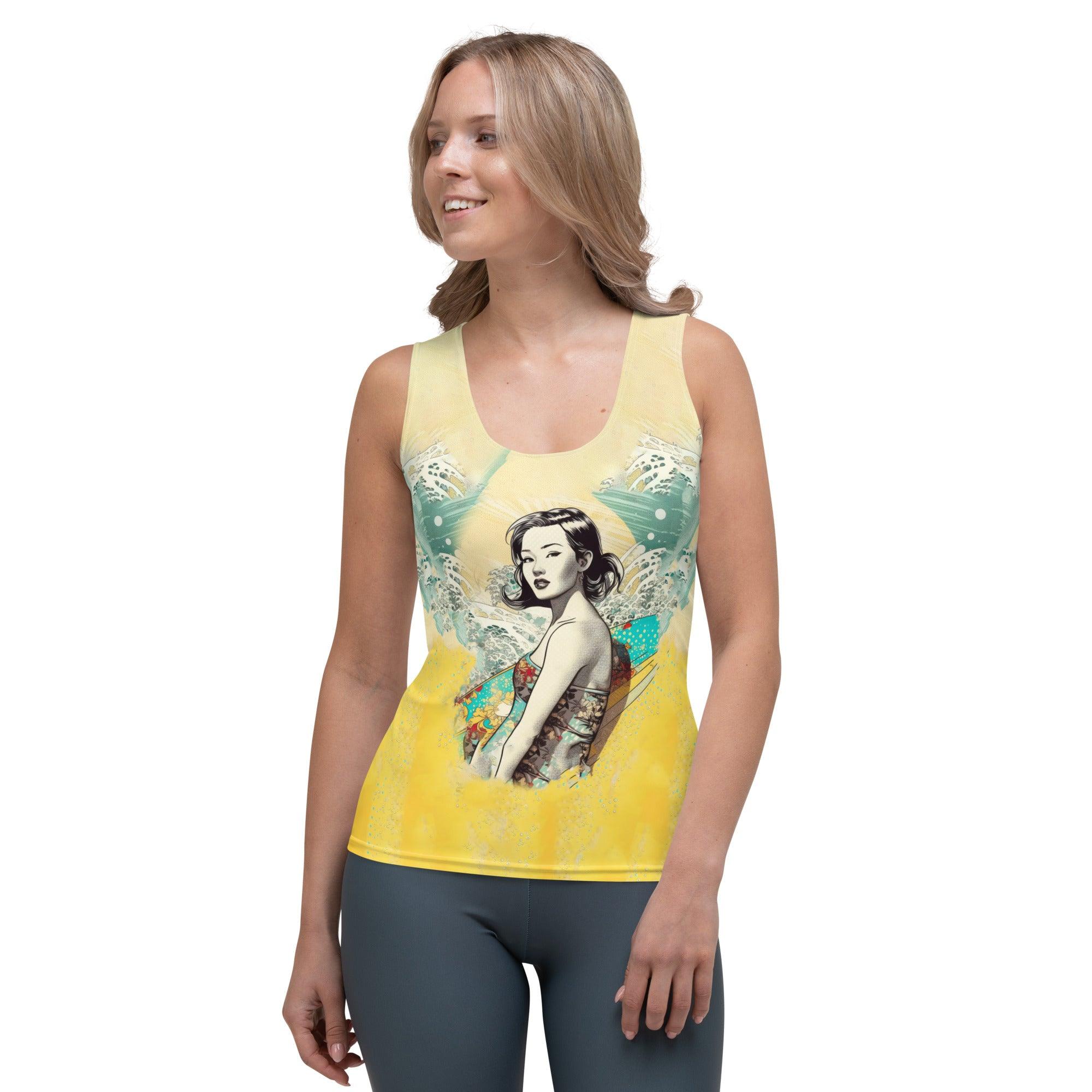 Vibrant Surfing 1 43 Sublimation Tank Top with unique, eye-catching surf graphics for a distinctive look.