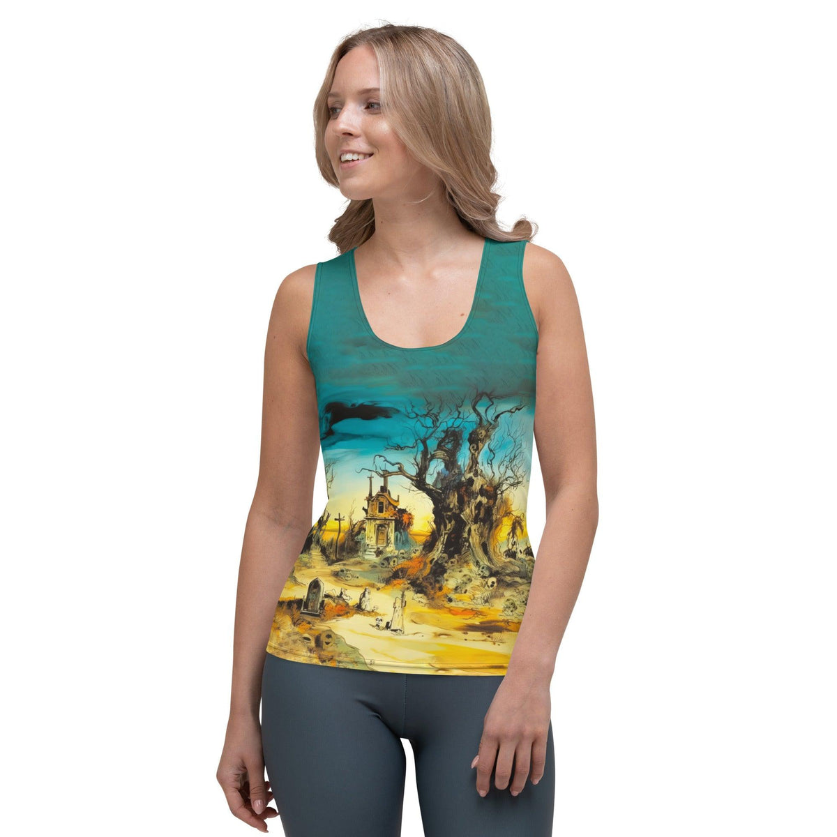 Women's Haunted Mansion All Over Print Tank Top Enter If You Dare - Beyond T-shirts