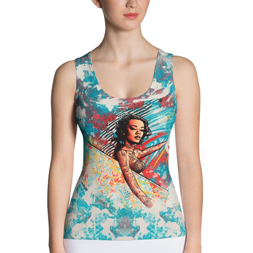 Tropical Swells All-Over Print Women's Tank Top Embrace The Tropical Waves - Beyond T-shirts