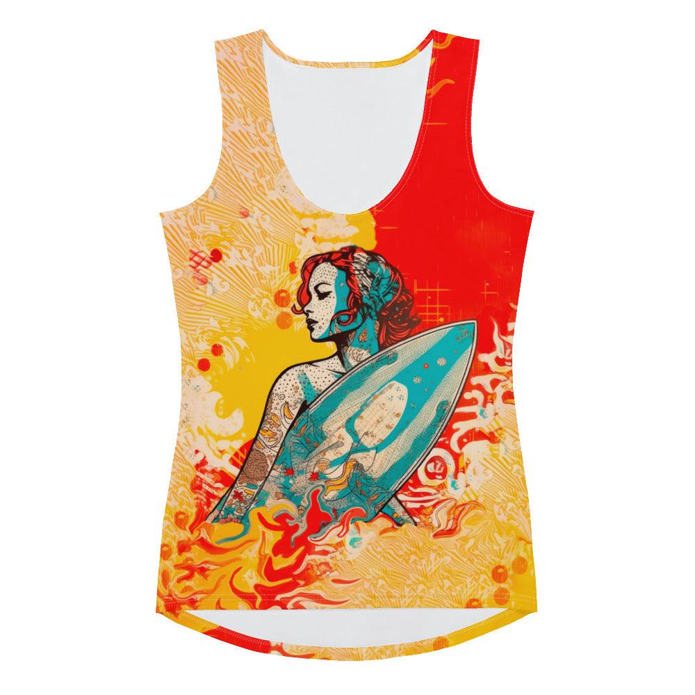 Surfing Solitude All-Over Print Women's Tank Top Find Your Peace By The Sea - Beyond T-shirts