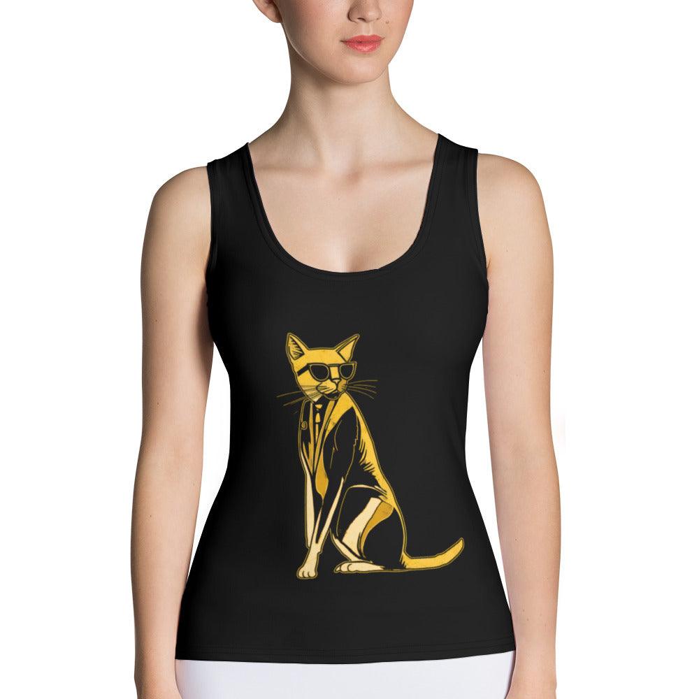 Curious Cat Faces All-Over Print Women's Tank Top - Beyond T-shirts