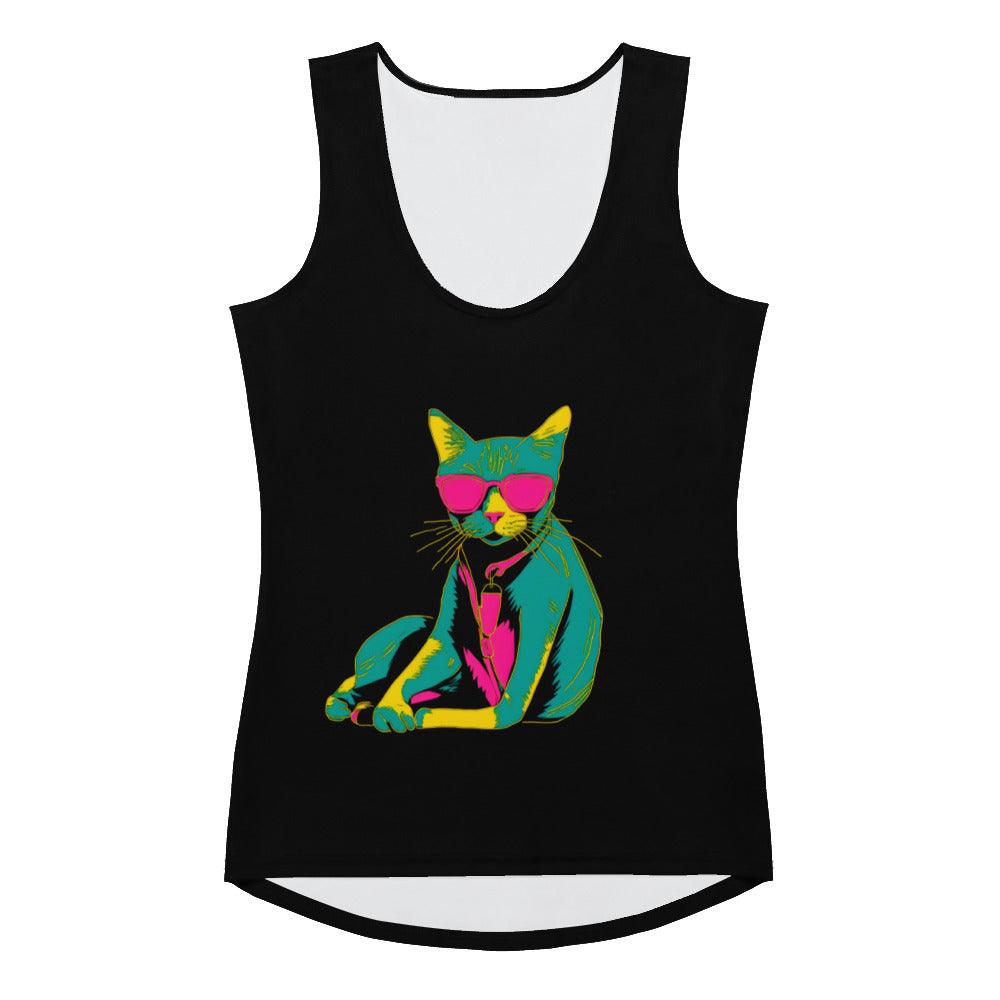 Whimsical Cat Charm All-Over Print Women's Tank Top - Beyond T-shirts