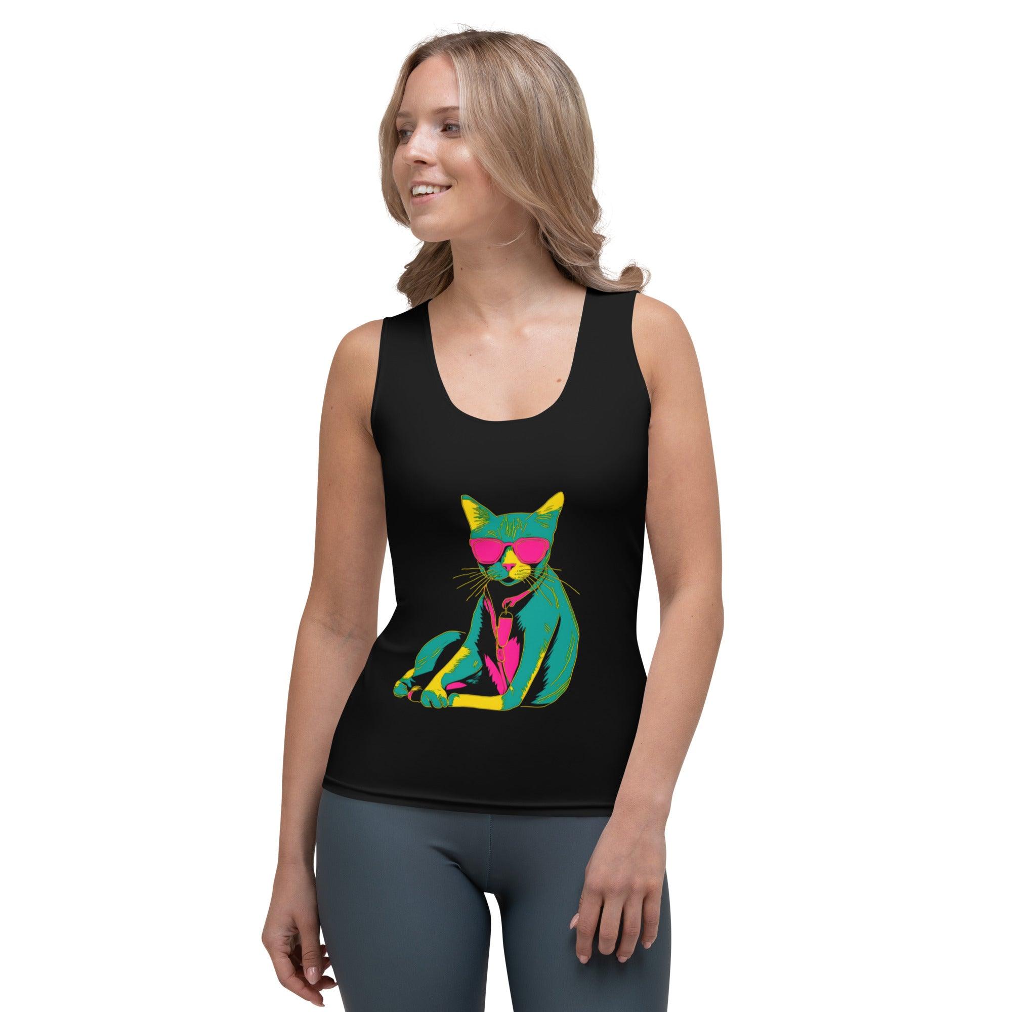 Whimsical Cat Charm All-Over Print Women's Tank Top - Beyond T-shirts