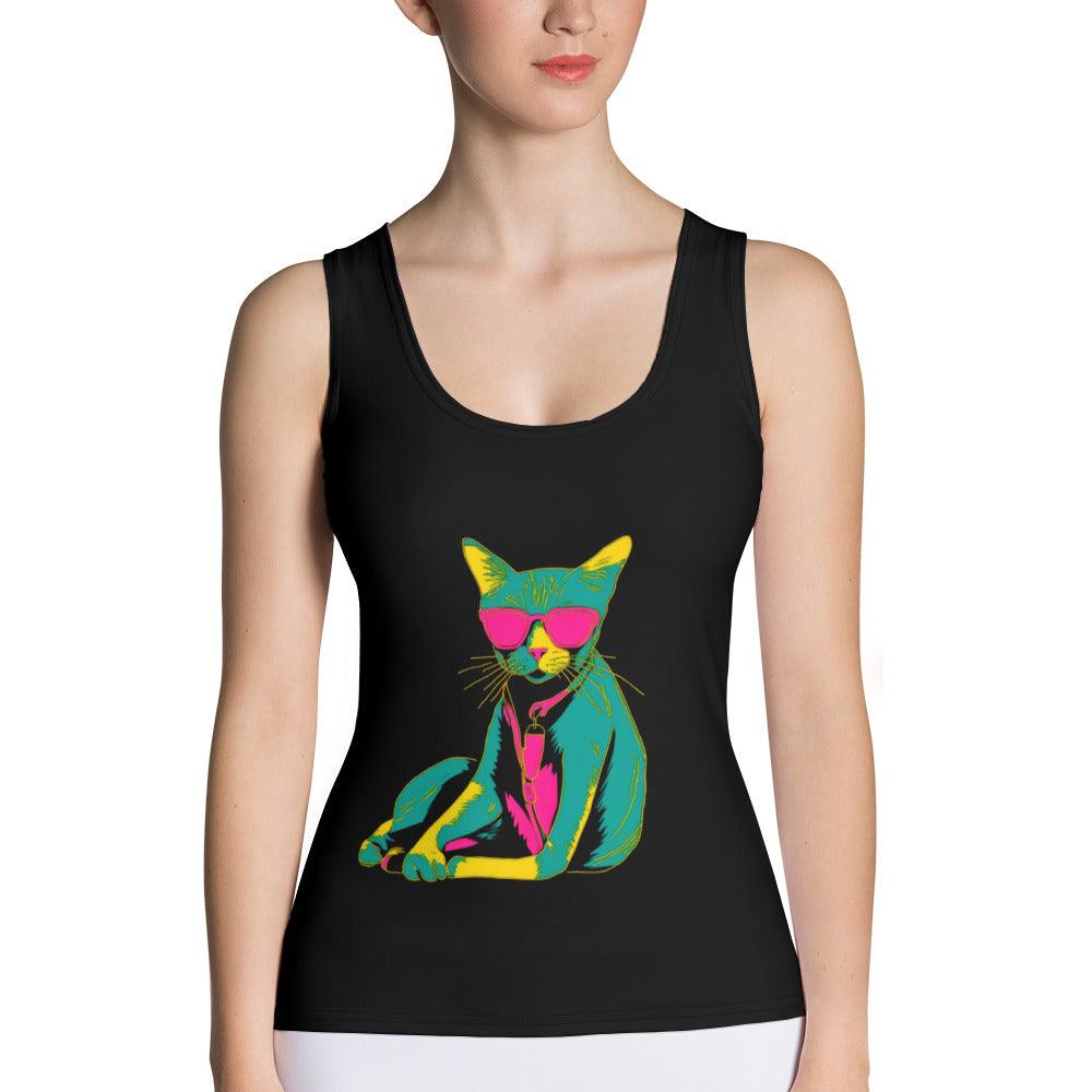 Whimsical Cat Charm All-Over Print Women's Tank Top - Beyond T-shirts