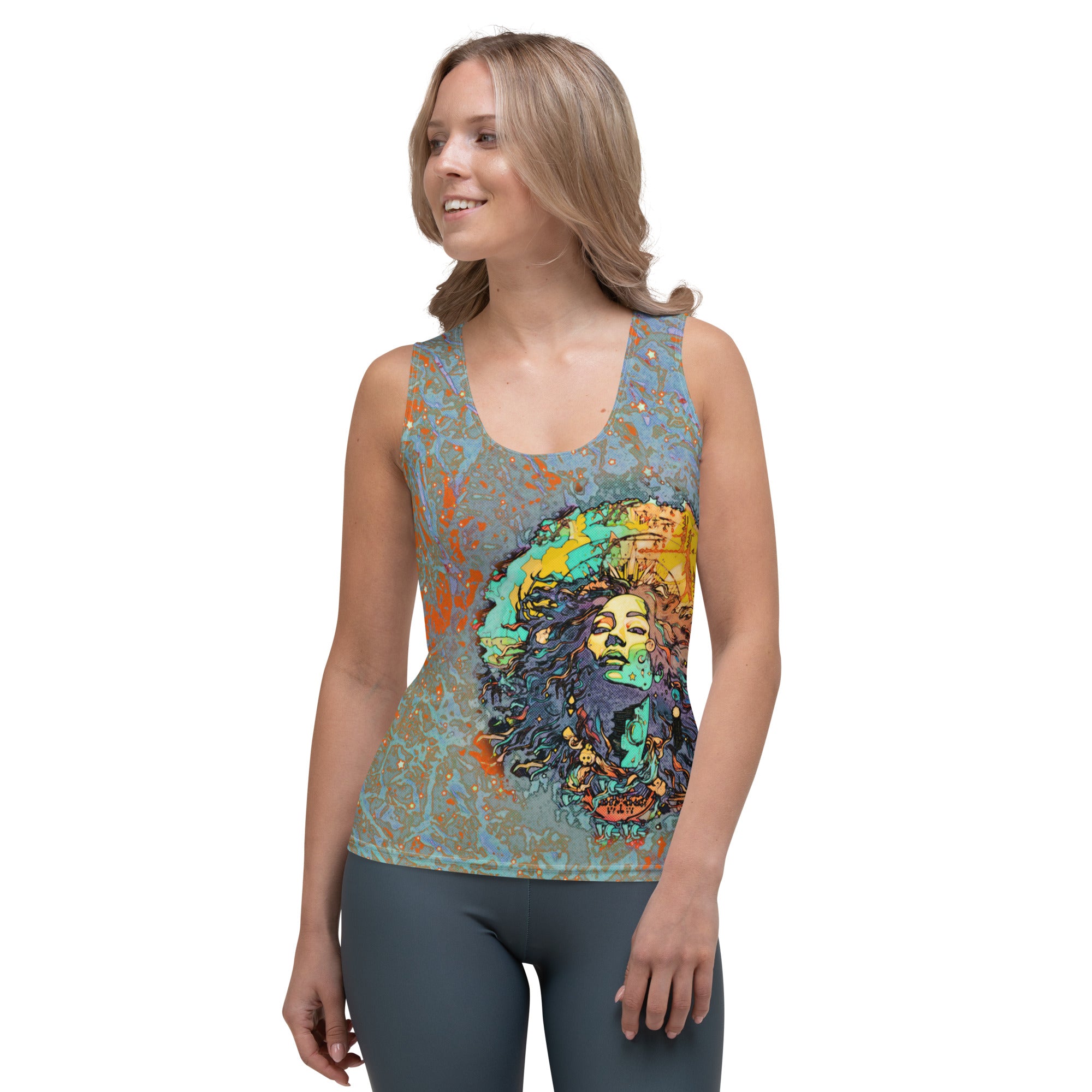 Pitched Petunia Panorama Sublimation Cut & Sew Tank Top