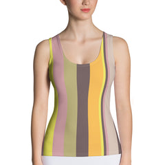 Rainbow Cascade Colorful Stripe All-Over Print Women's Tank Top