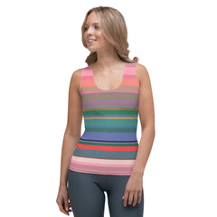 Psychedelic Prism Colorful Stripe All-Over Print Women's Tank Top