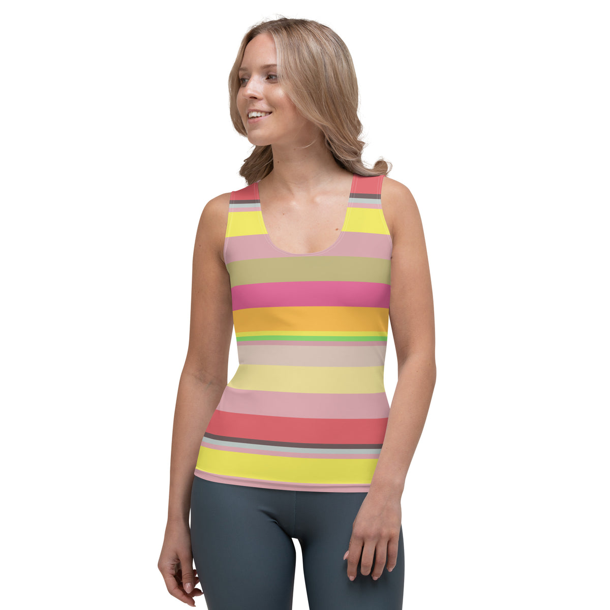 Electric Sunrise Colorful Stripe All-Over Print Women's Tank Top