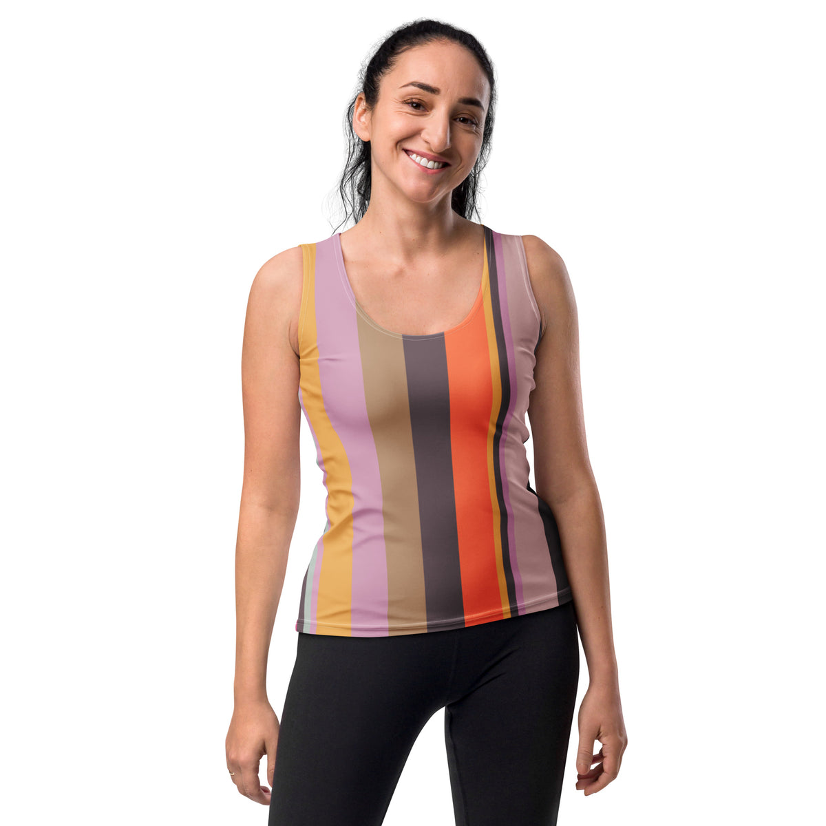 Tropical Bliss Colorful Stripe All-Over Print Women's Tank Top