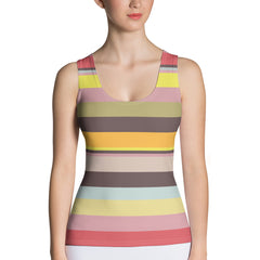 Galactic Rainbow Colorful Stripe All-Over Print Women's Tank Top