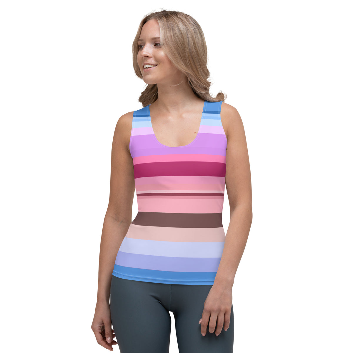 Neon Dreams Colorful Stripe All-Over Print Women's Tank Top