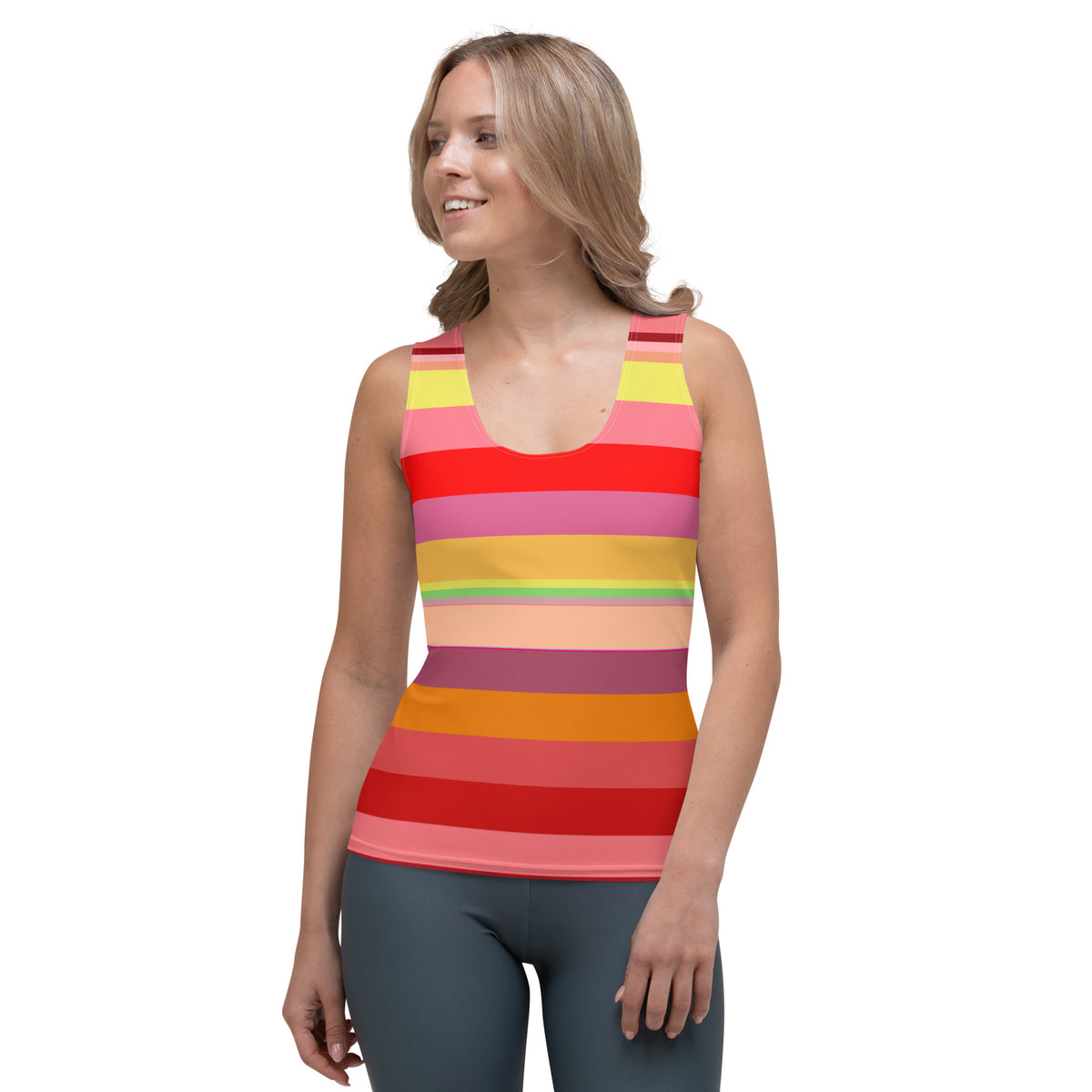 Vibrant Watercolor Strokes Colorful Stripe All-Over Print Women's Tank Top