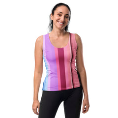 Retro Rainbow Blast Colorful Stripe All-Over Print Women's Tank Top