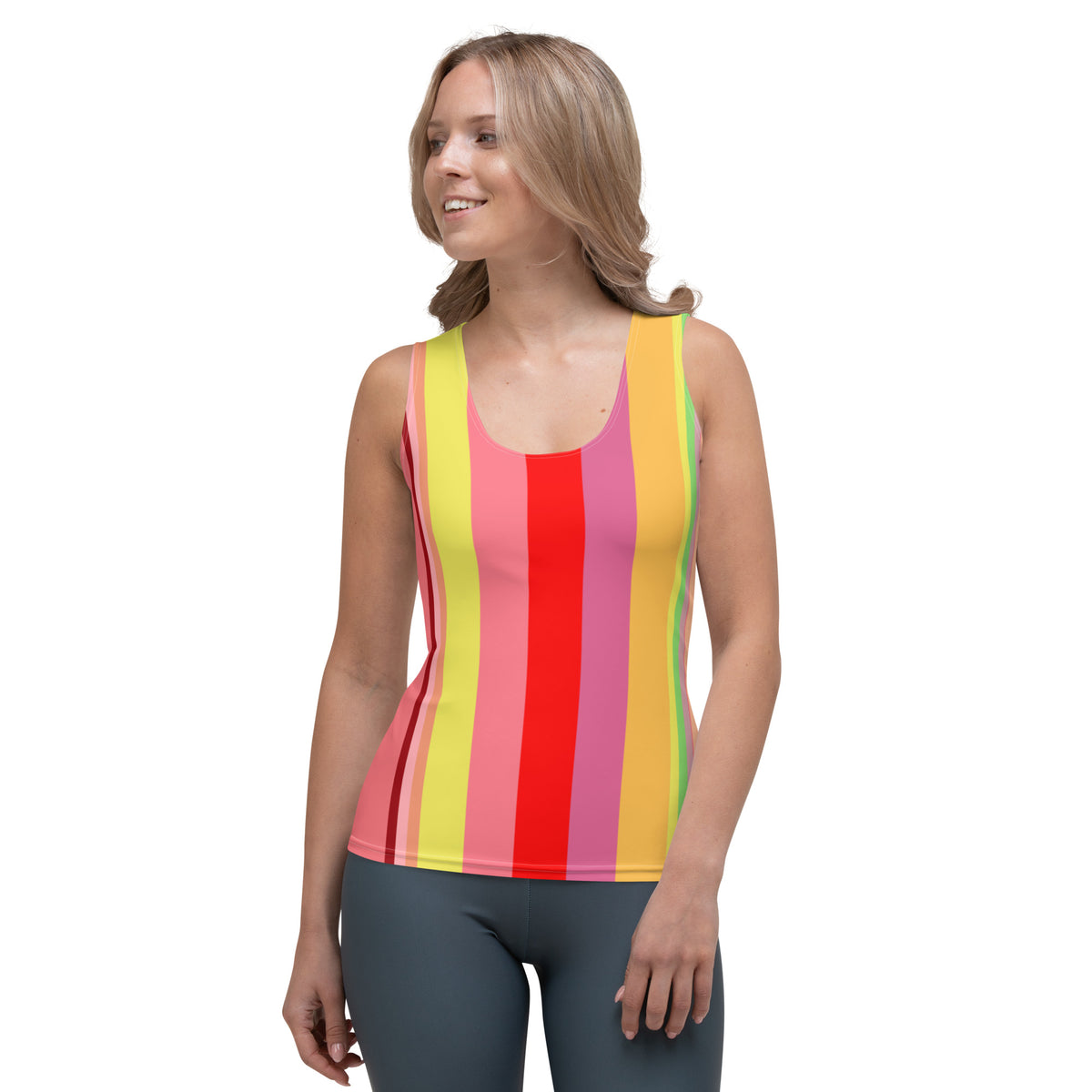 Kaleidoscope Vision Colorful Stripe All-Over Print Women's Tank Top