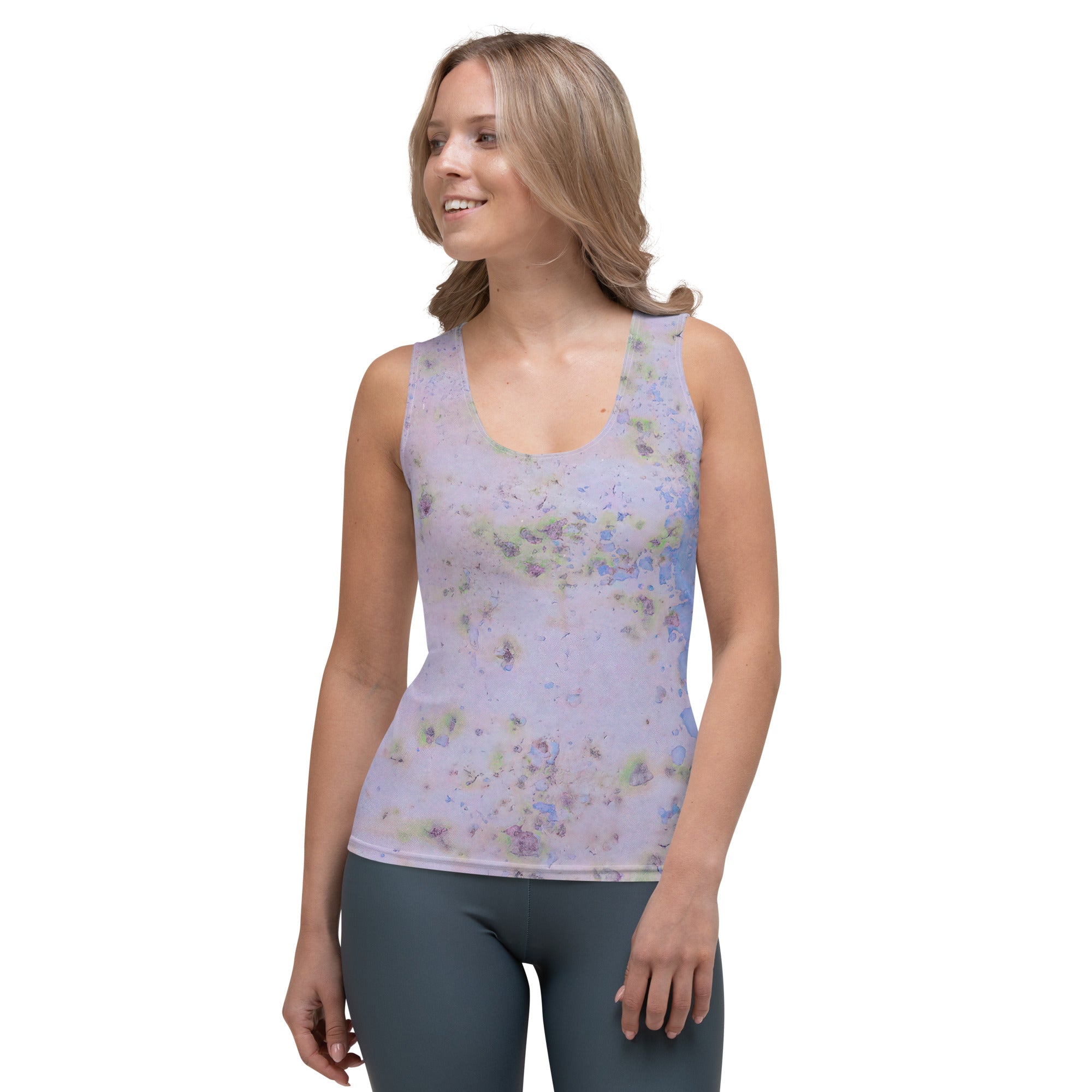 Stylish Woman Wearing Quilted Charm Tank Top for a Chic Look