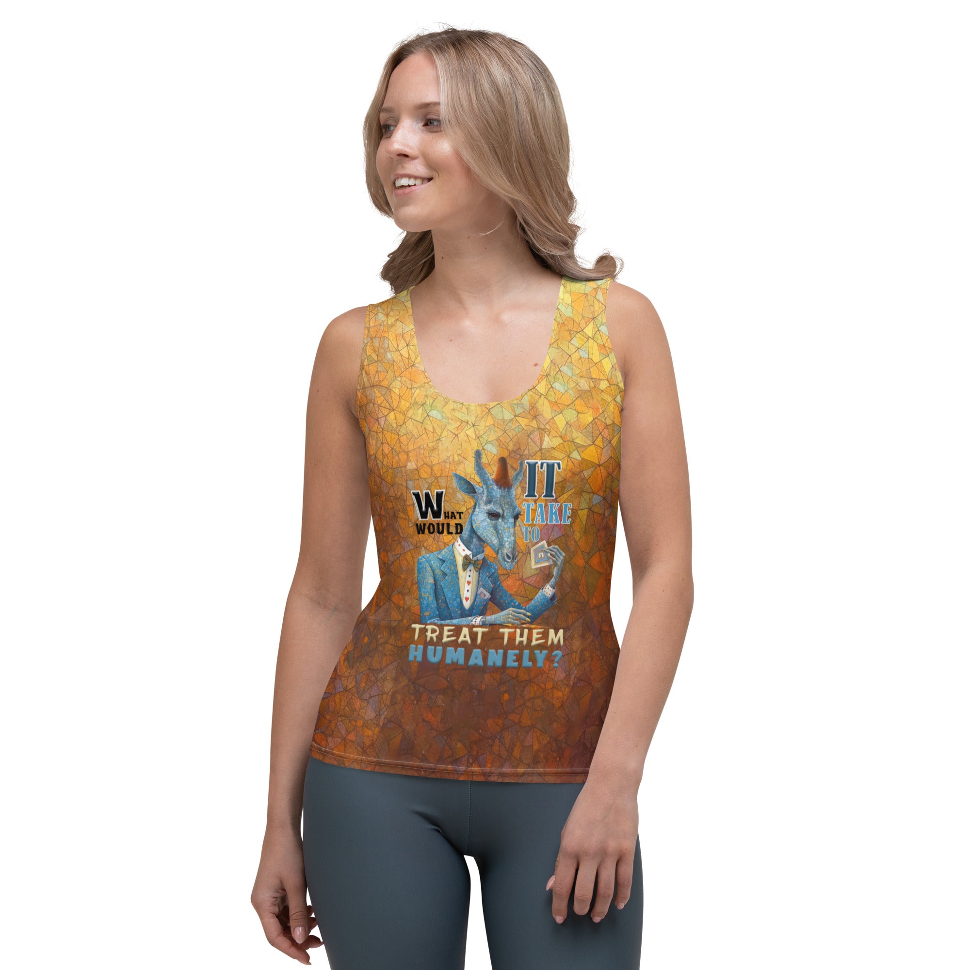 Fantasy Forest Fox illustrated women's tank top on white background