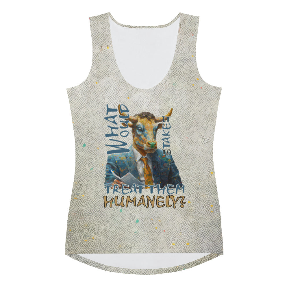 Wonderland Rabbit Retreat tank top for women front view.