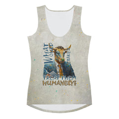 Wonderland Rabbit Retreat tank top for women front view.