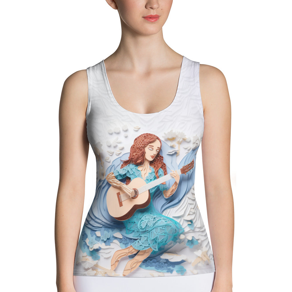 Serene Lotus Women's Tank Top front view on model