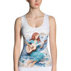 Serene Lotus Women's Tank Top front view on model