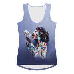 Elegant women's tank top with dancing butterflies print.