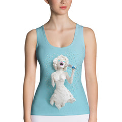 Whirling Windmill pattern on Women's Tank Top in natural light.