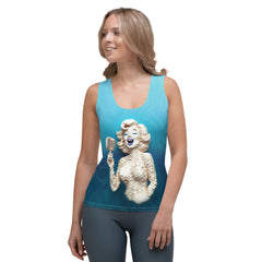 Comfortable women's tank top featuring a serene koi pond artwork.