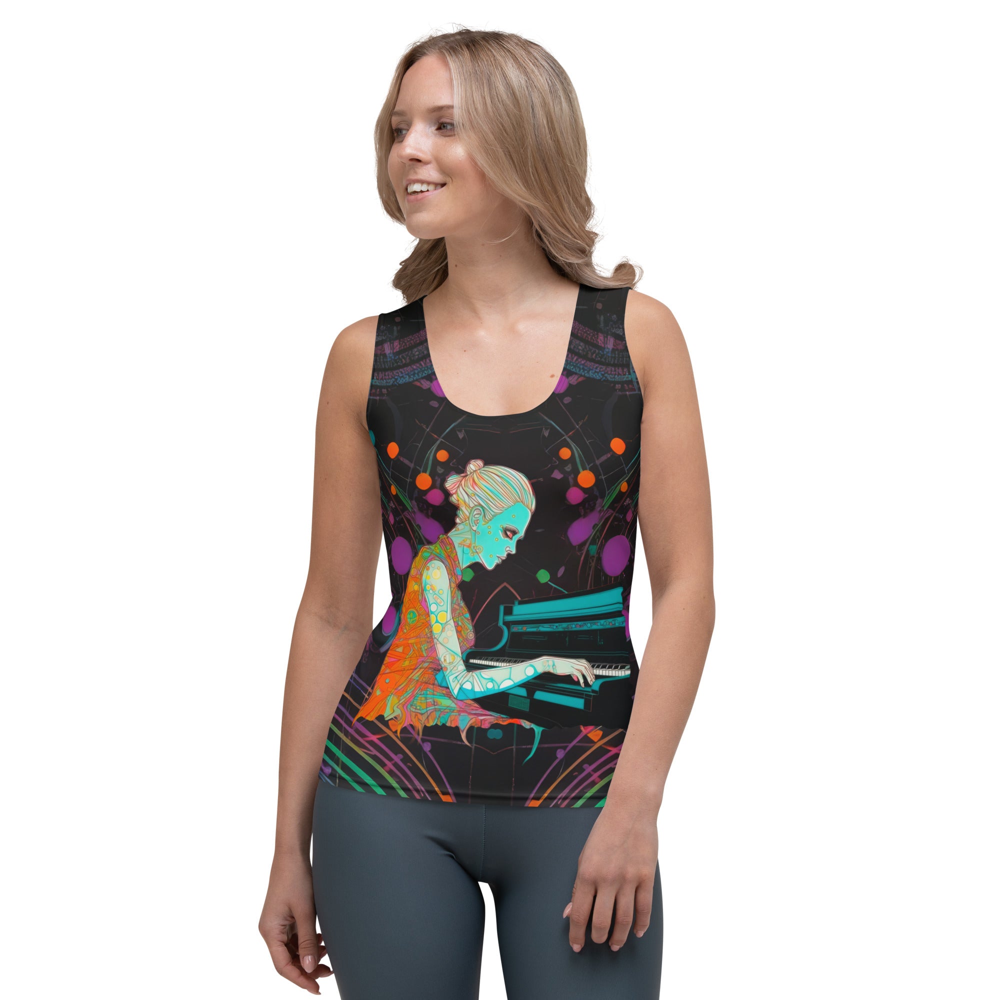 Abstract Burst pattern on Women's Tank Top showcasing vibrant colors.