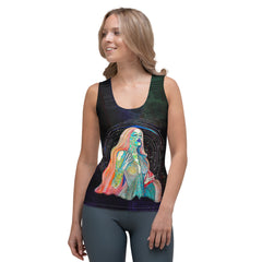 Whirlwind Wonder Women's Tank Top front view on model.