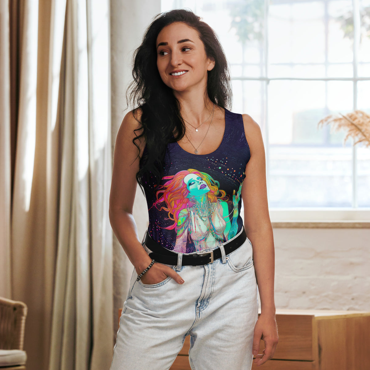 Woman wearing a Wildflower Harmony Tank Top