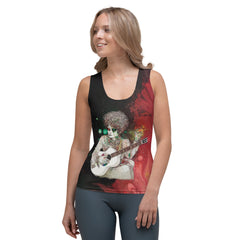 Close-up view of floral design on the Garden Serenade Women's Tank Top