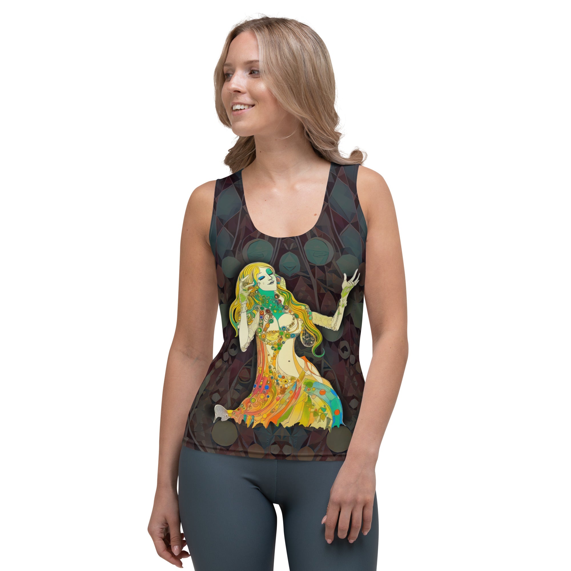 Wildflowers Whimsy Women's Tank Top Front View.