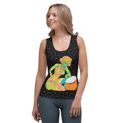 Vintage Florals Women's Tank Top Floral Print Close-Up.