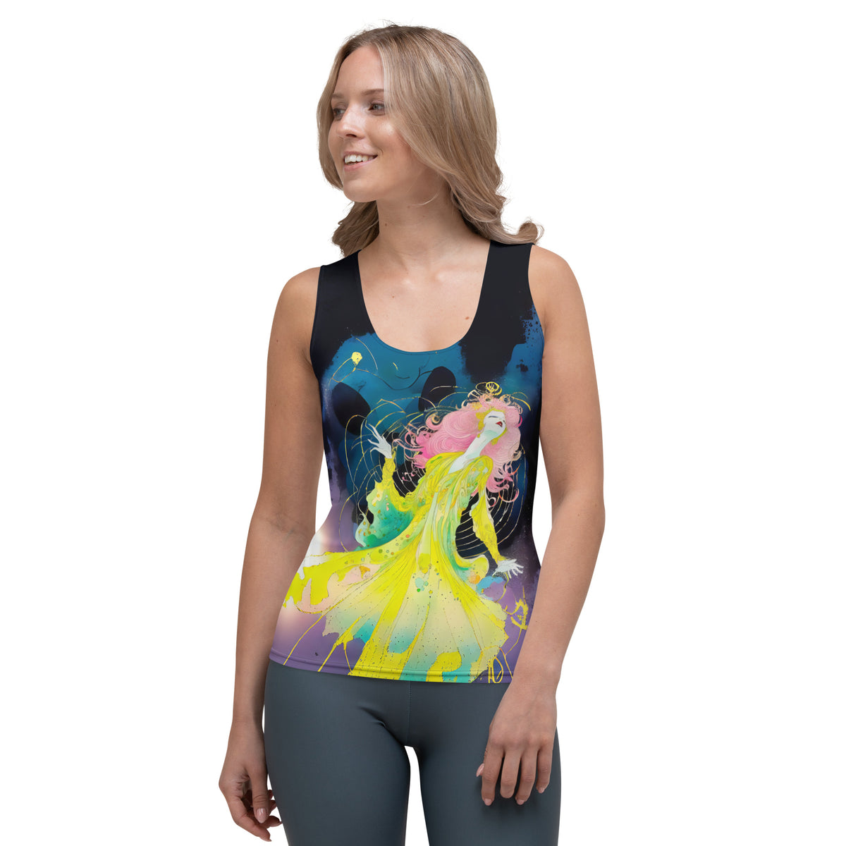 Botanical Bliss Women's Tank Top on a clothing mannequin.