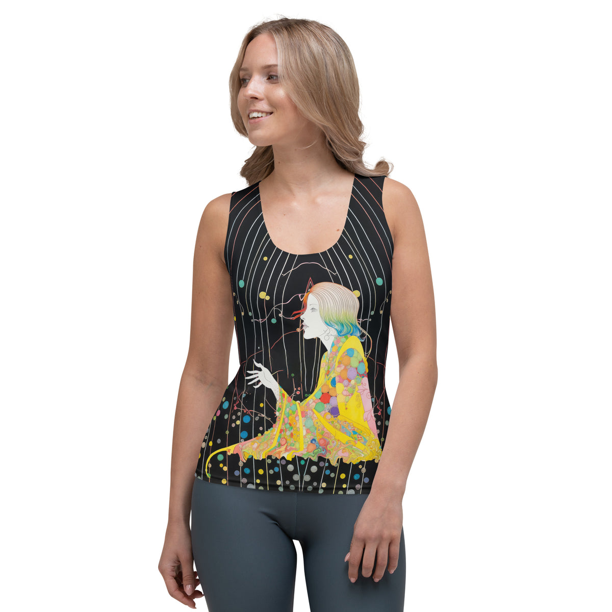 Bohemian Blossoms Women's Tank Top on a clothing mannequin.