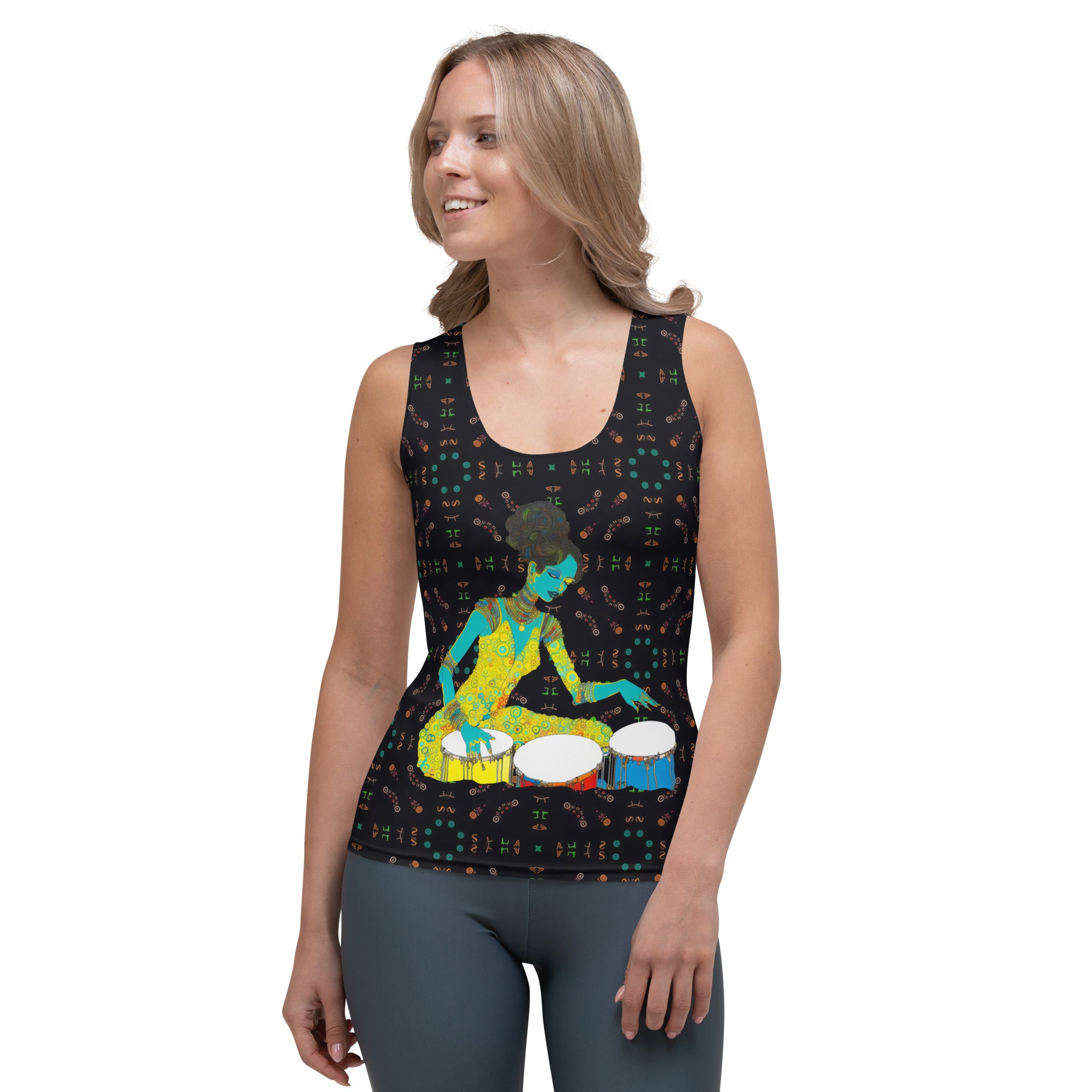 Model wearing Wildflowers Wanderlust Women's Tank Top in a casual setting.