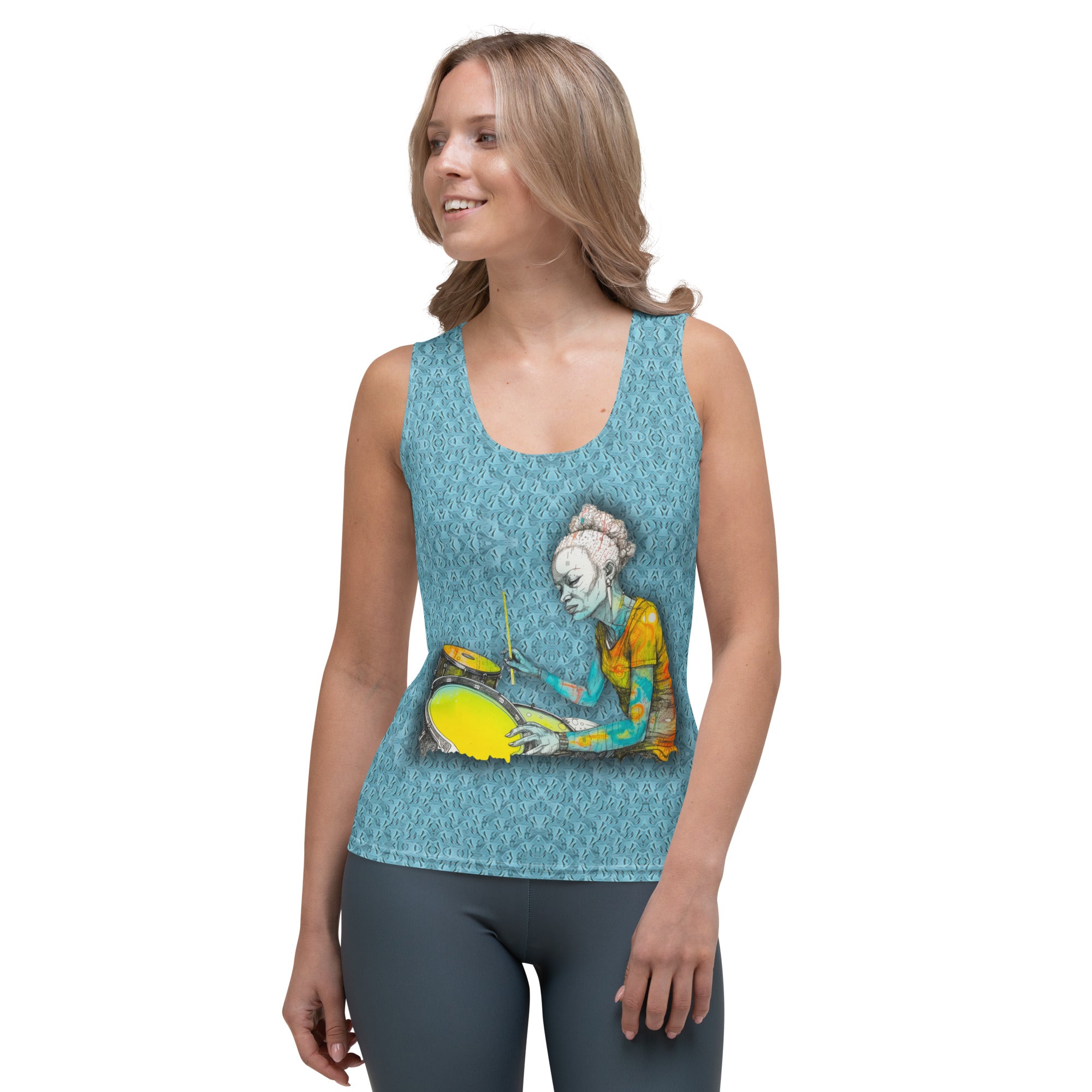 Bohemian Blossoms Women's Tank Top on a clothing mannequin.