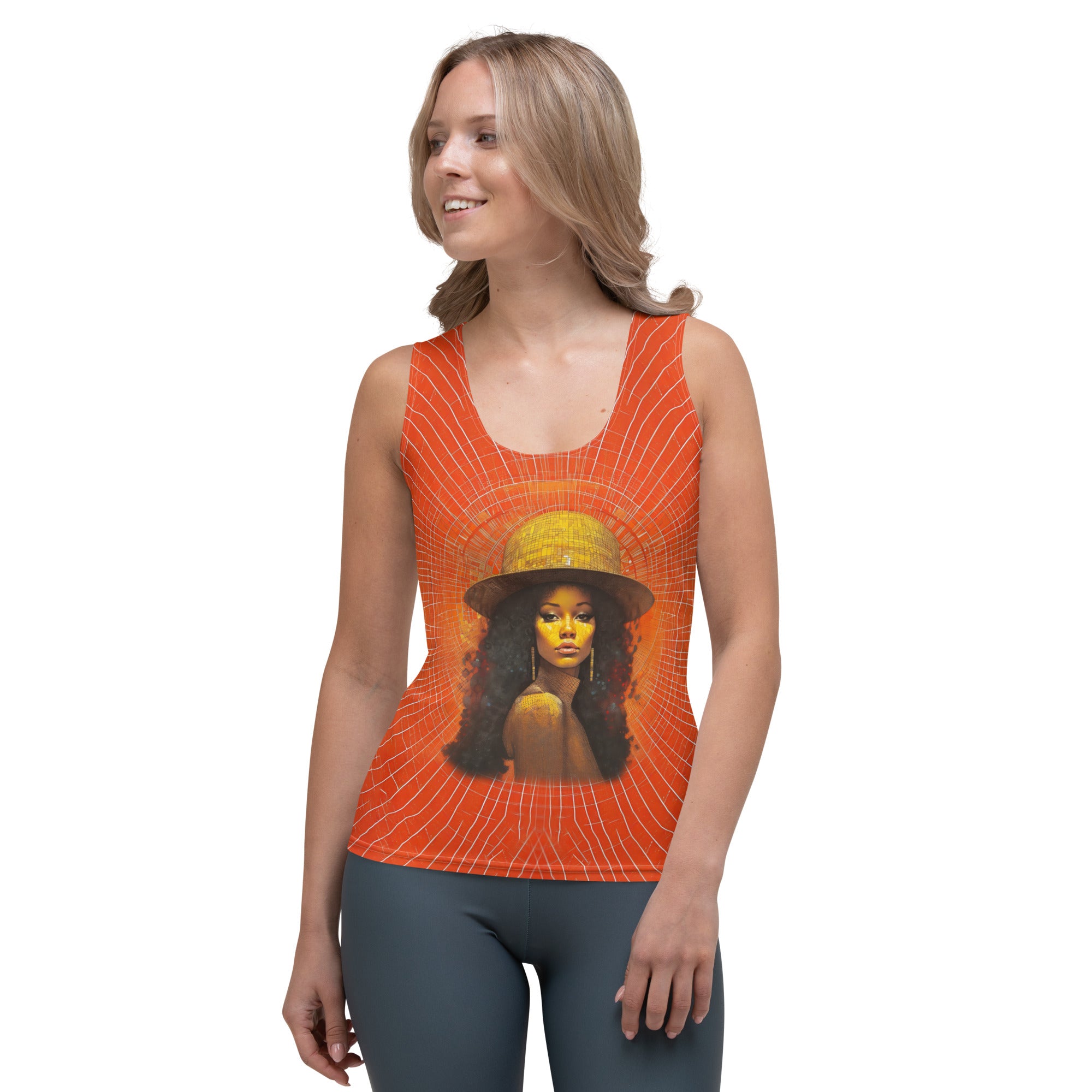 Stylish Mystical Mirage Women's Tank Tee on a hanger