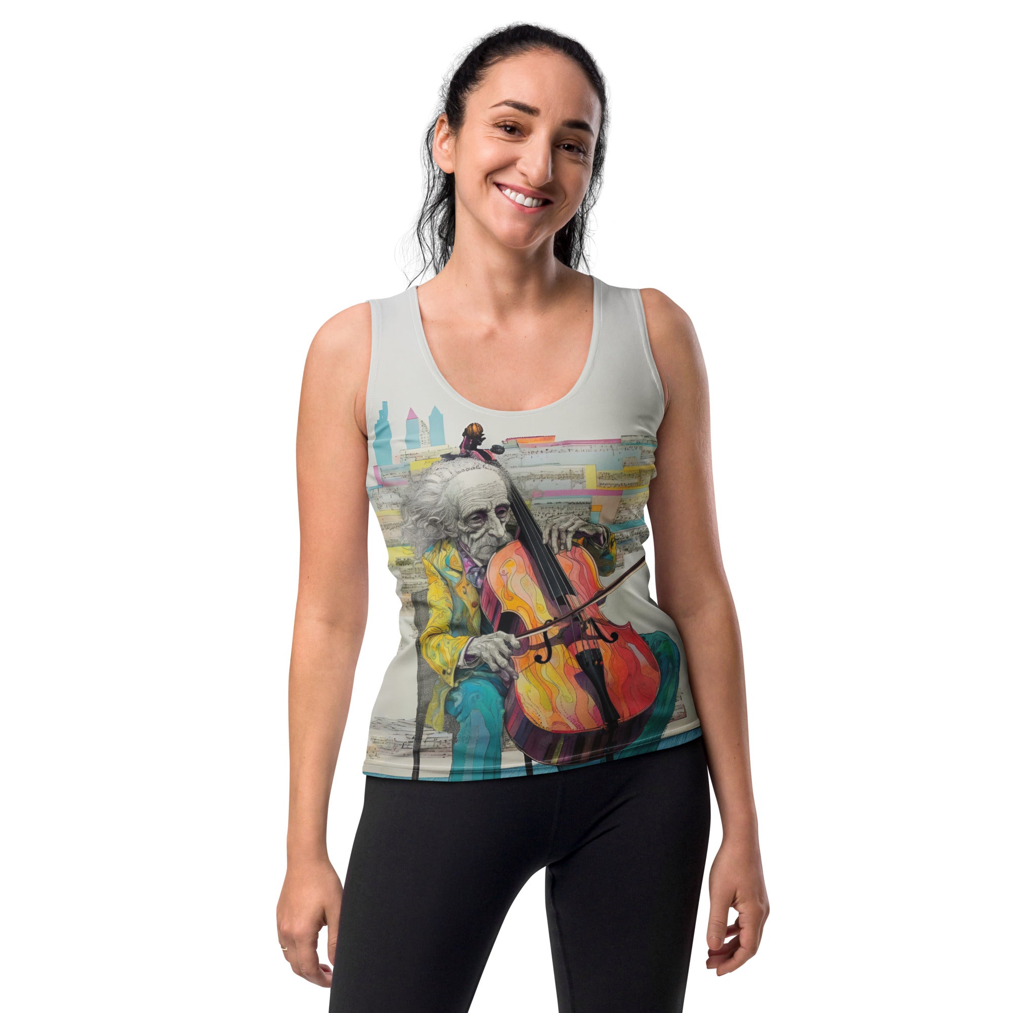 Melodic Waves Women's Tank Top with soothing wave design.