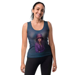 Ocean Breeze All-Over Print Women's Tank Top in a stylish outfit.