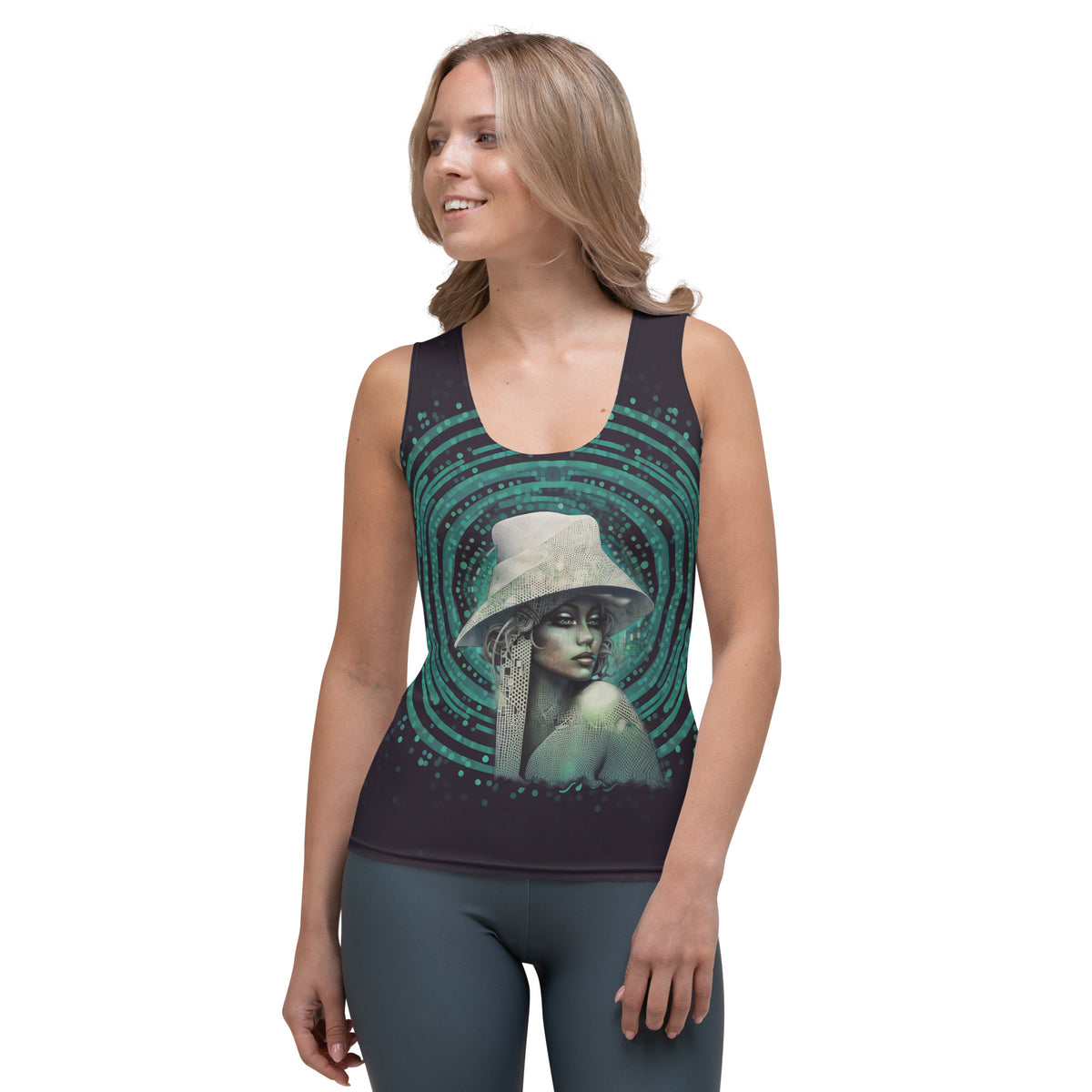 Boho Bloom All-Over Print Women's Tank Top in a stylish outfit.