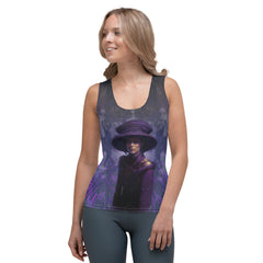 Urban Chic All-Over Print Women's Tank Top in a stylish outfit.